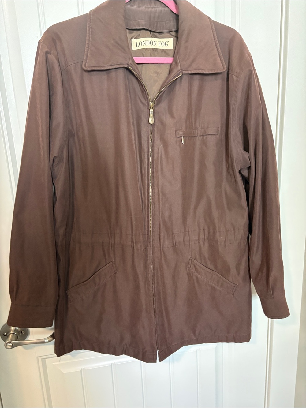 London Fog Women’s Large Brown Lightweight Jacket Zip Front Windbreaker